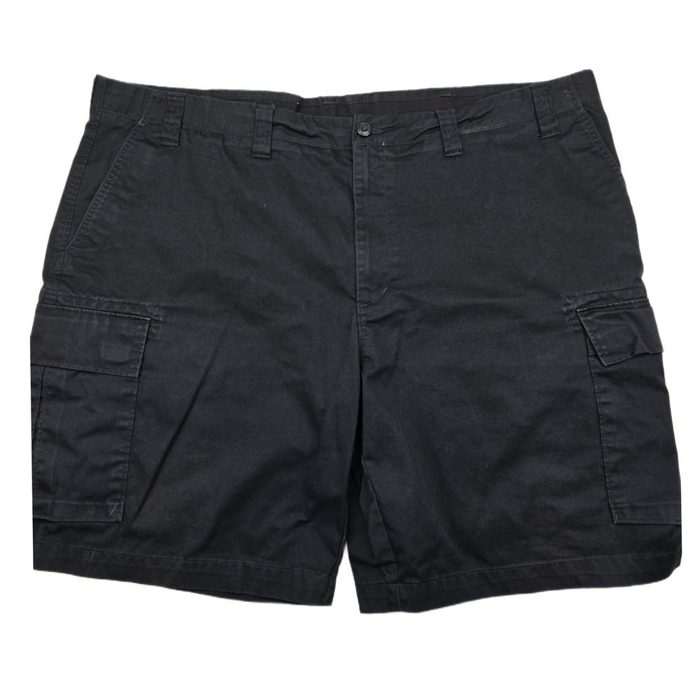 Lands' End Chino Cargo Shorts Mens 48 Black Cotton Blend Traditional Fit Utility